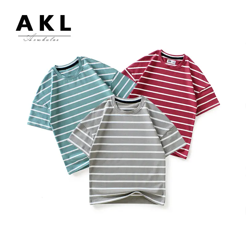 Kids Striped T-Shirts Moisture Wicking Loose Fit