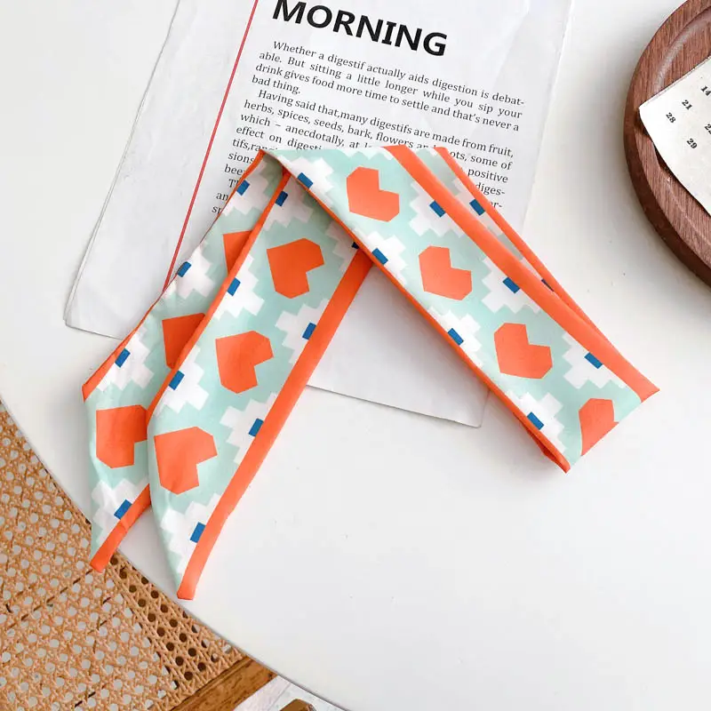 Girls Silk Scarf with Floral Pattern & Hair Tie - Image 14
