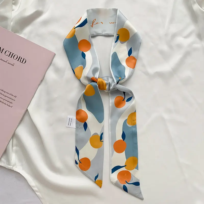Girls Silk Scarf with Floral Pattern & Hair Tie - Image 24