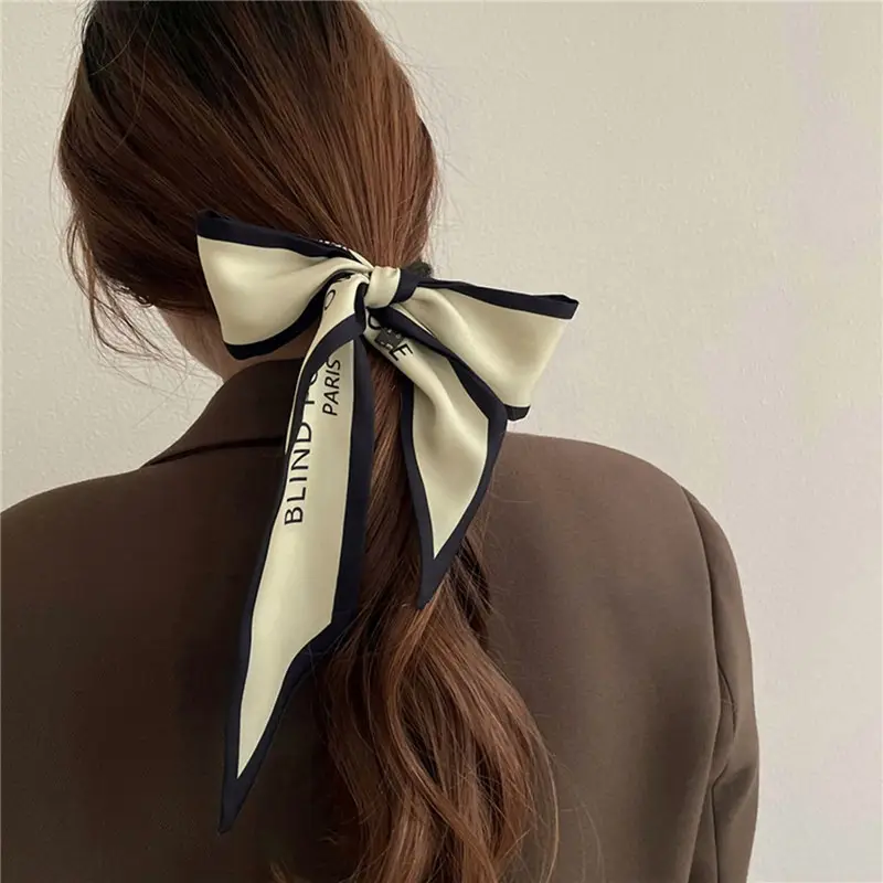 Girls Silk Scarf with Floral Pattern & Hair Tie - Image 35