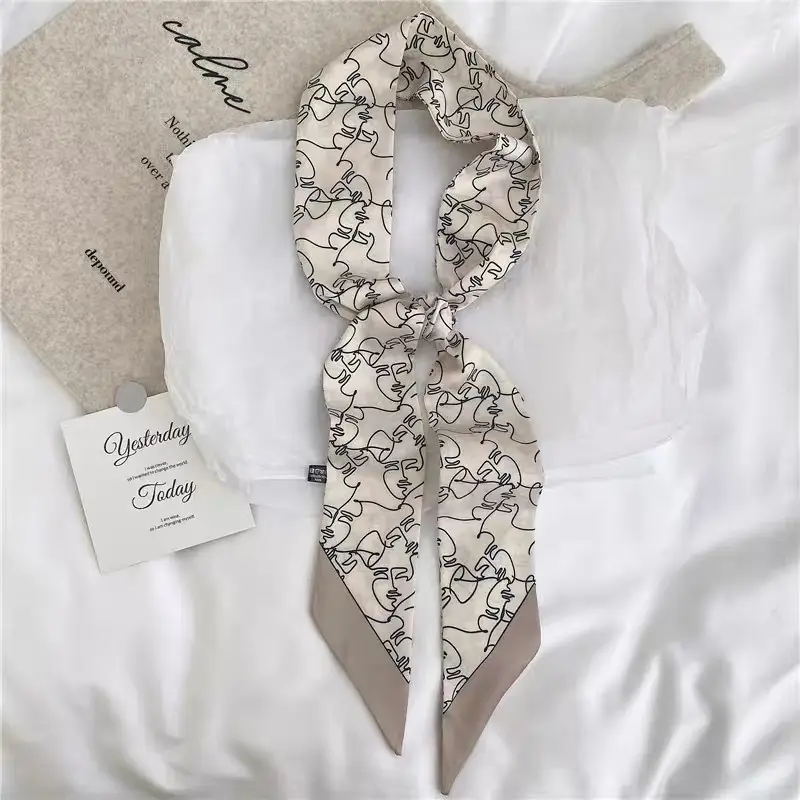 Girls Silk Scarf with Floral Pattern & Hair Tie - Image 6