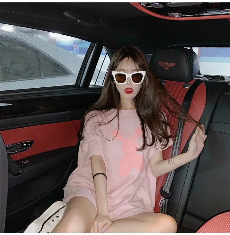 Women Short Sleeve T-Shirt Pink Printed 2025 Summer — feature 23