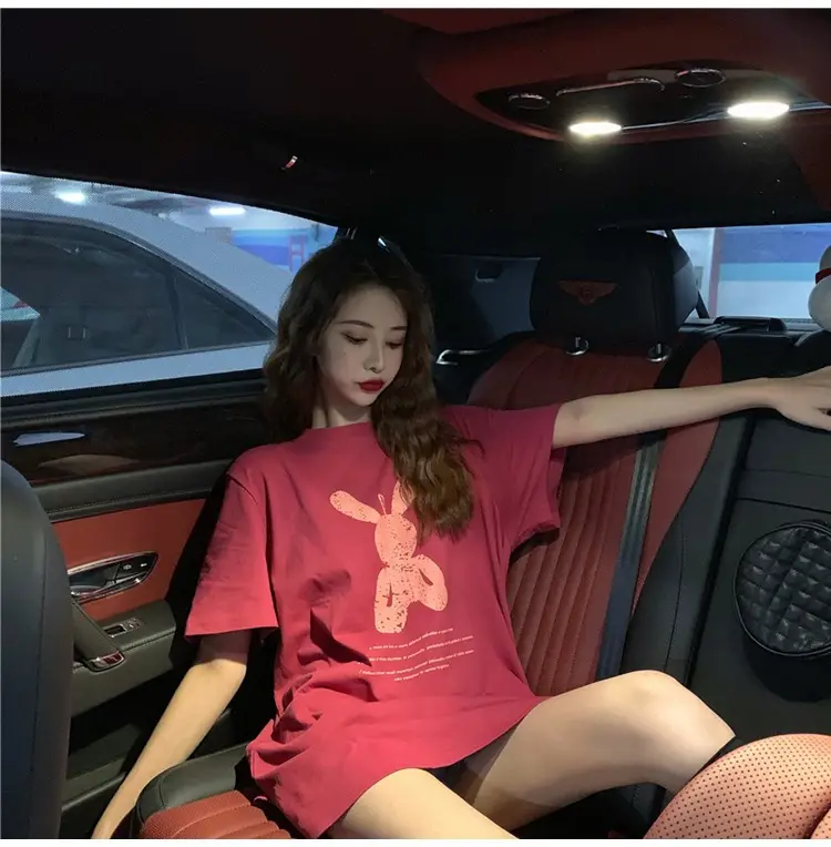 Women Short Sleeve T-Shirt Pink Printed 2025 Summer — feature 27