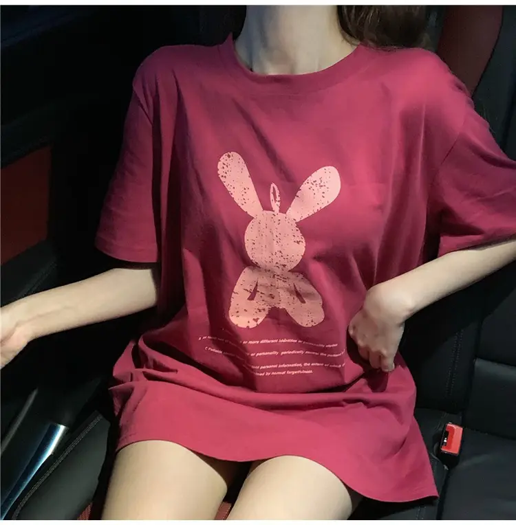 Women Short Sleeve T-Shirt Pink Printed 2025 Summer — feature 29