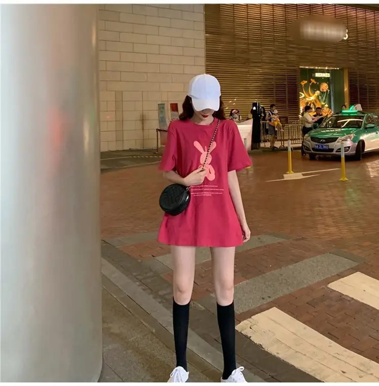 Women Short Sleeve T-Shirt Pink Printed 2025 Summer — feature 30