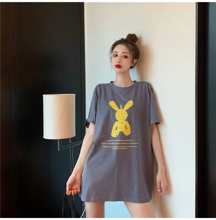 Women Short Sleeve T-Shirt Pink Printed 2025 Summer — feature 35
