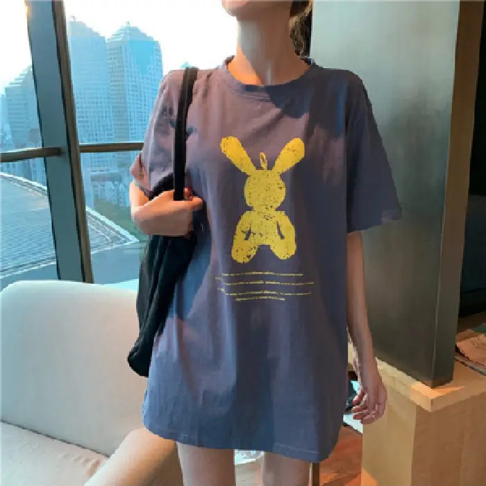 Women Short Sleeve T-Shirt Pink Printed 2025 Summer - Image 2