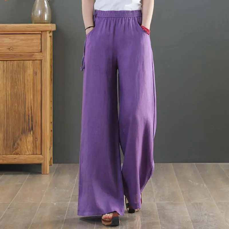 2025 New Summer Literary Loose Wide Leg Pants Women - Image 11