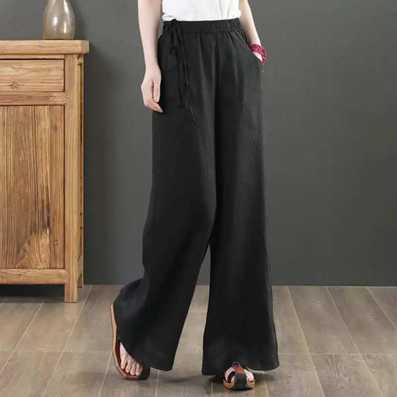 2025 New Summer Literary Loose Wide Leg Pants Women - Image 12
