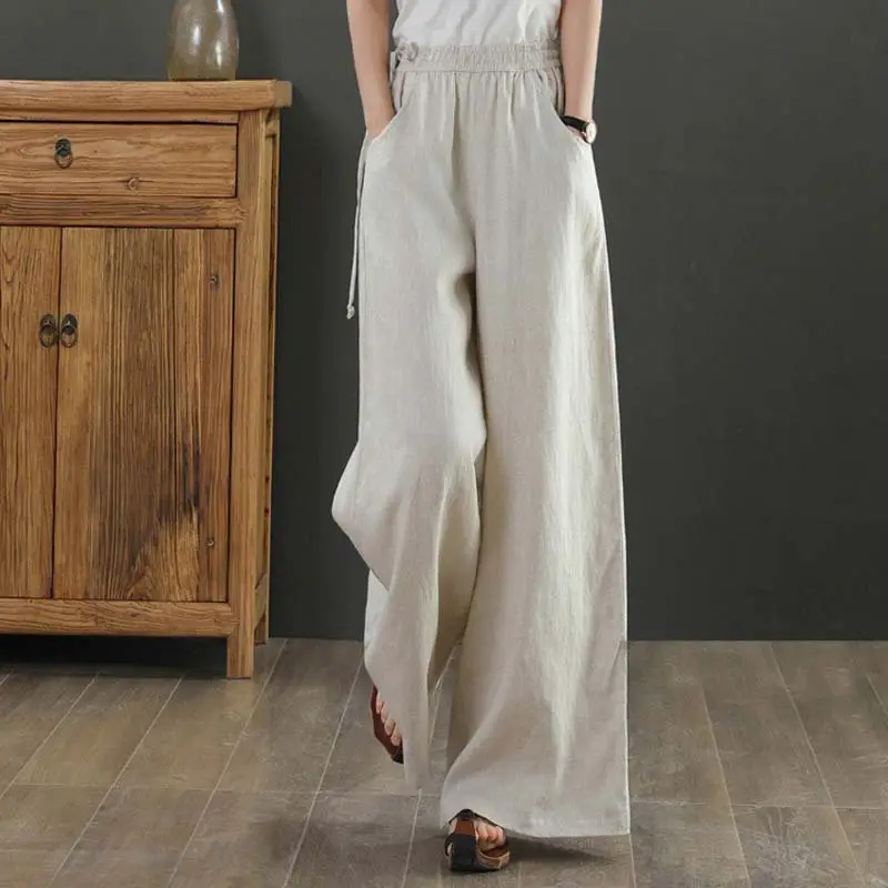 2025 New Summer Literary Loose Wide Leg Pants Women - Image 13