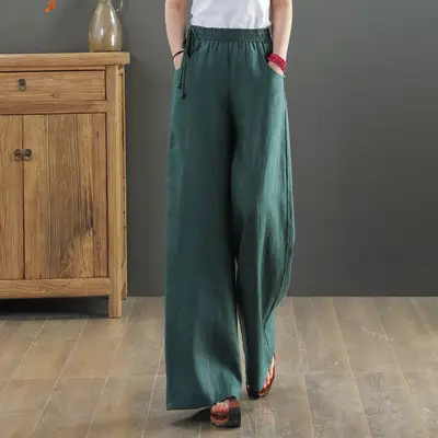 2025 New Summer Literary Loose Wide Leg Pants Women - Image 2