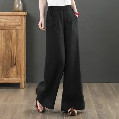 2025 New Summer Literary Loose Wide Leg Pants Women - Image 3