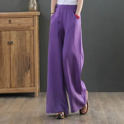 2025 New Summer Literary Loose Wide Leg Pants Women - Image 5