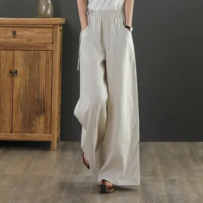2025 New Summer Literary Loose Wide Leg Pants Women - Image 7