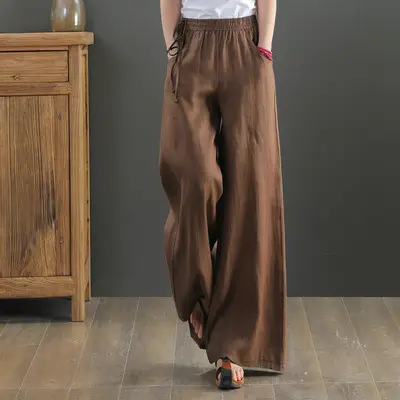 2025 New Summer Literary Loose Wide Leg Pants Women - Image 8