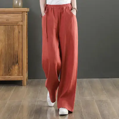 2025 New Summer Literary Loose Wide Leg Pants Women - Image 9