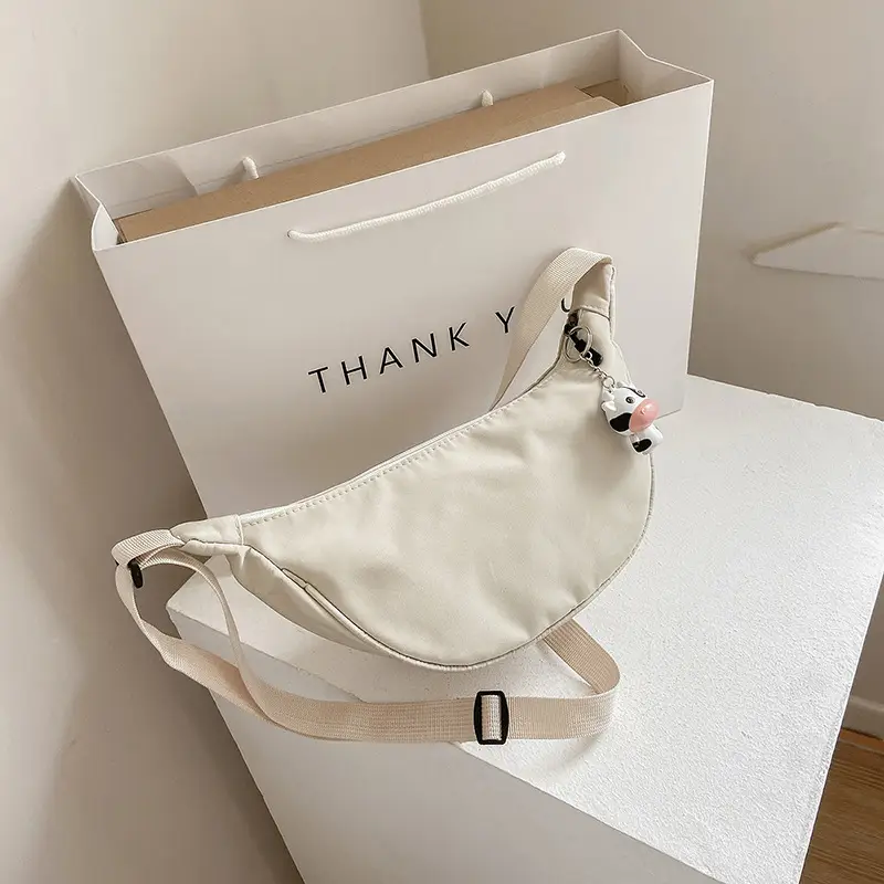 Women's Creamy K-Style Crossbody Bag with Adjustable Strap