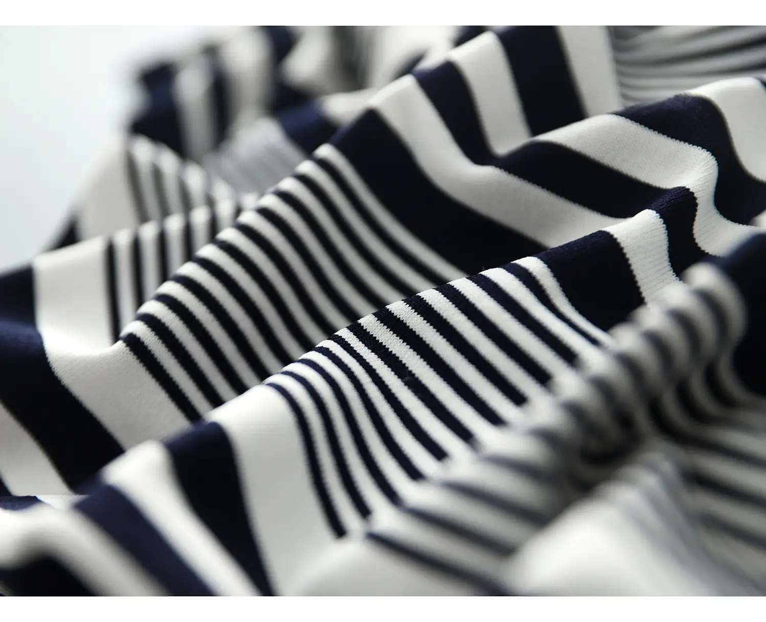 Women Striped Knitted T-Shirt Blue White Boat Neck — feature 10