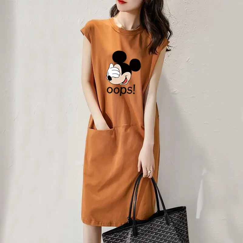 Women Cartoon Over-the-Knee Dress Black Mid Length - Image 28