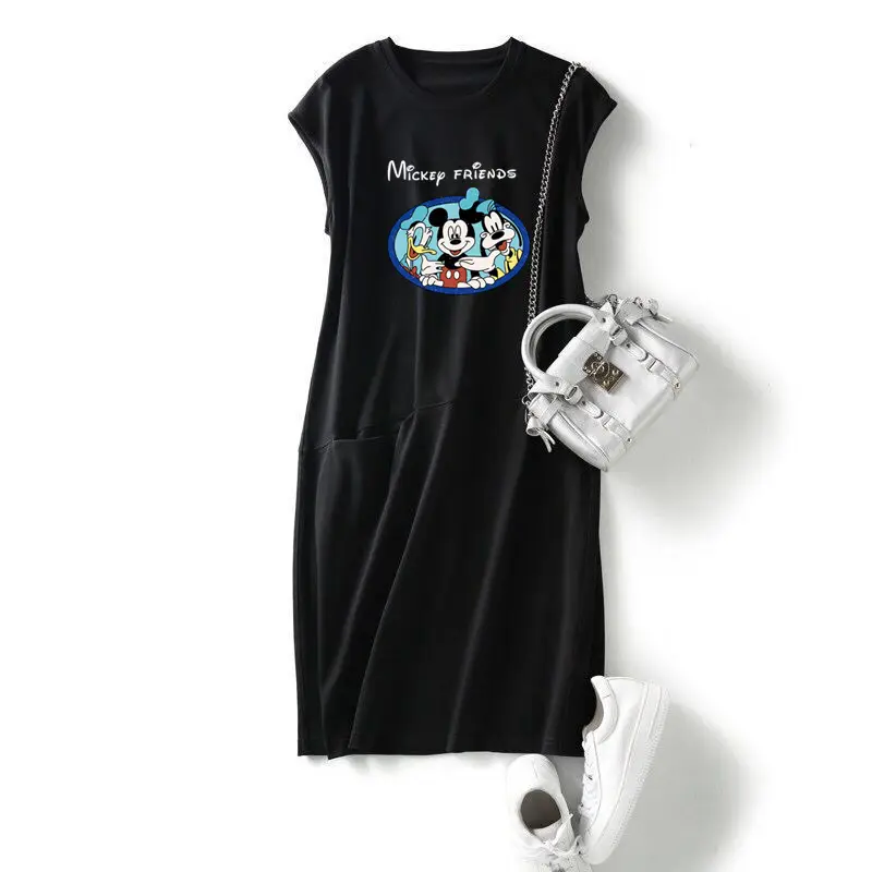 Women Cartoon Over-the-Knee Dress Black Mid Length - Image 29