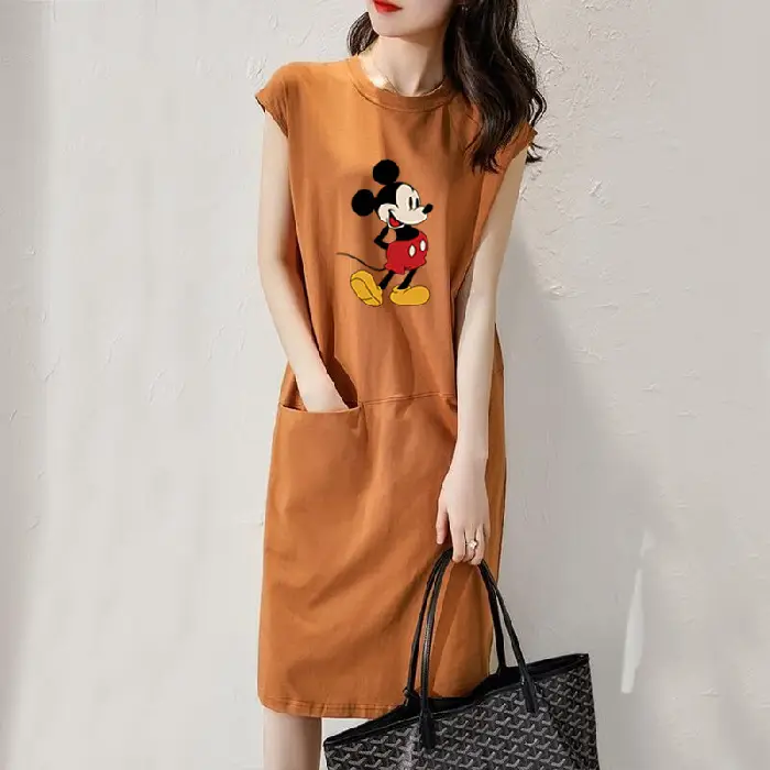 Women Cartoon Over-the-Knee Dress Black Mid Length - Image 11
