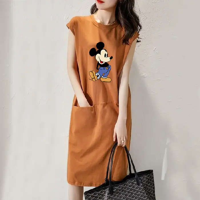 Women Cartoon Over-the-Knee Dress Black Mid Length - Image 15