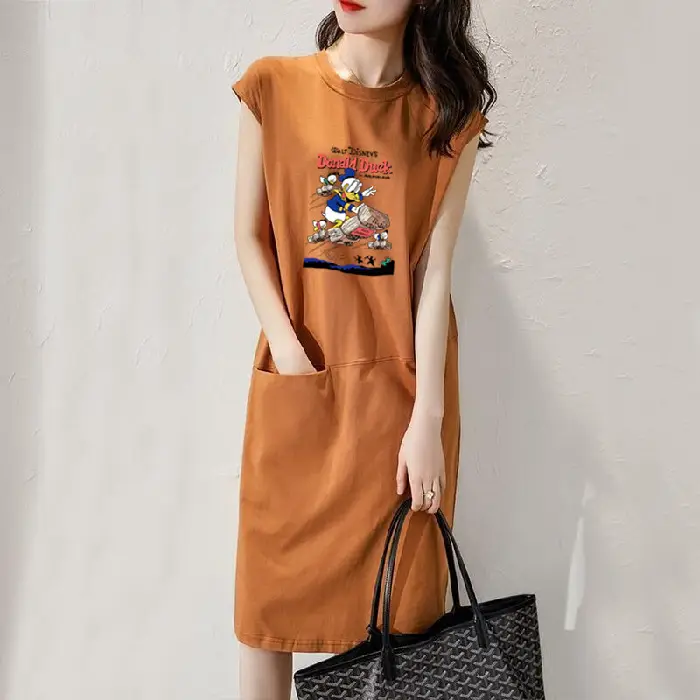 Women Cartoon Over-the-Knee Dress Black Mid Length - Image 19