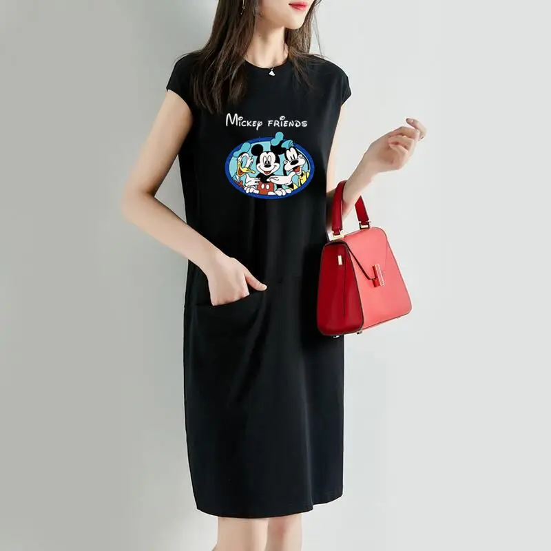 Women Cartoon Over-the-Knee Dress Black Mid Length - Image 2