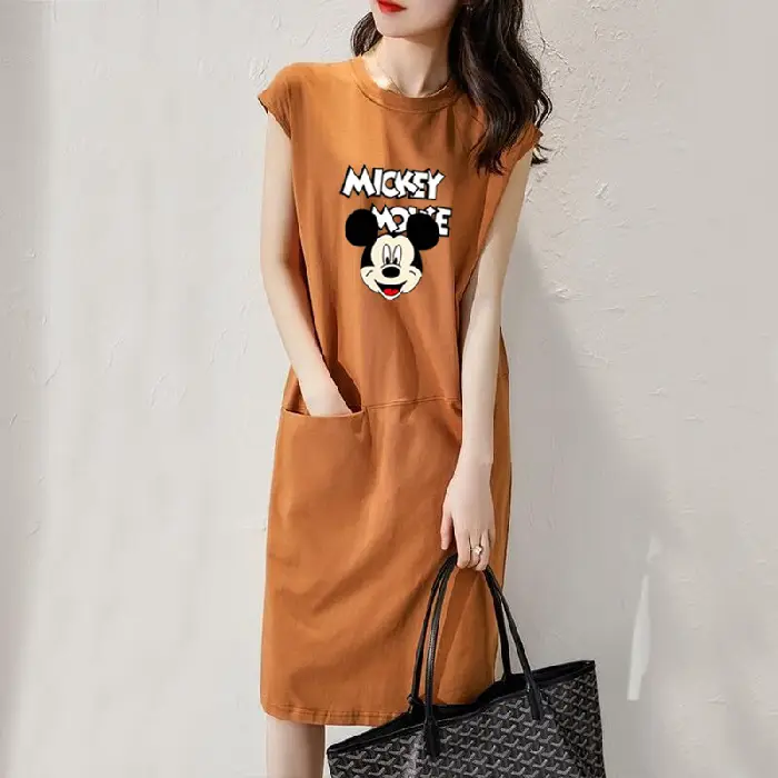 Women Cartoon Over-the-Knee Dress Black Mid Length - Image 23