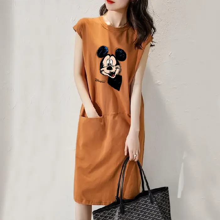 Women Cartoon Over-the-Knee Dress Black Mid Length - Image 3