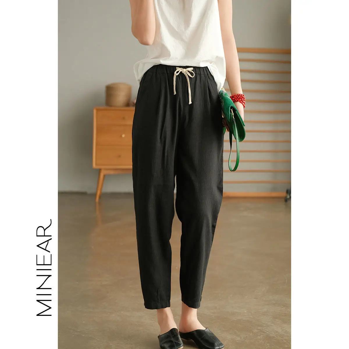 Women Cotton Harlan Pants Summer Skinny Ankle Length - Image 11
