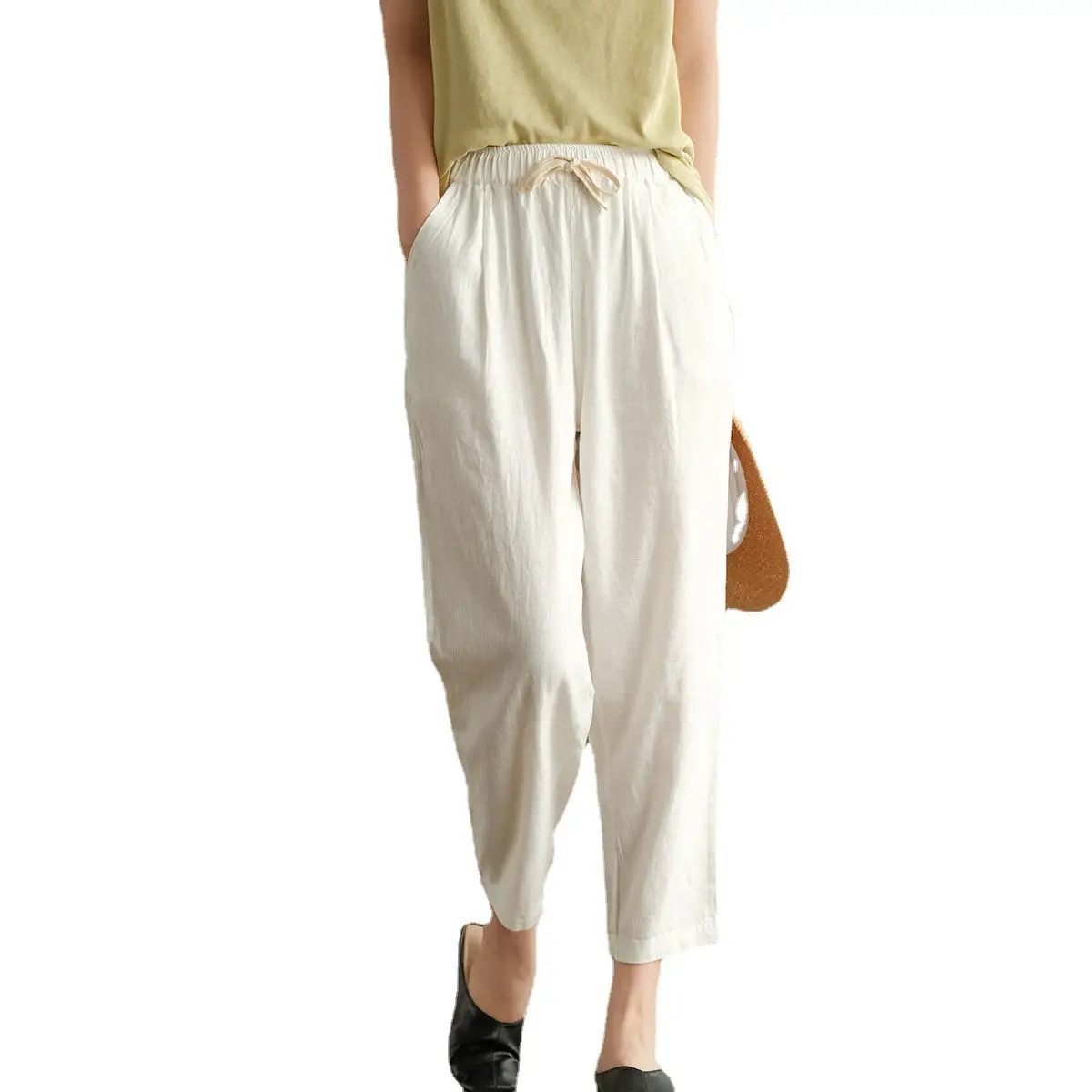 Women Cotton Harlan Pants Summer Skinny Ankle Length - Image 14