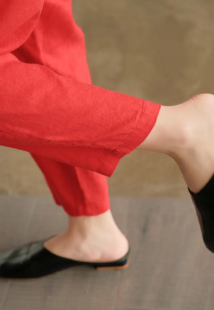 Women Cotton Harlan Pants Summer Skinny Ankle Length — feature 10