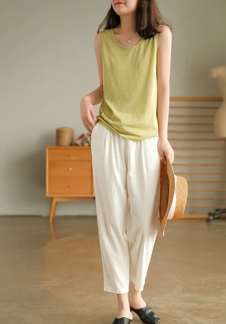 Women Cotton Harlan Pants Summer Skinny Ankle Length — feature 11