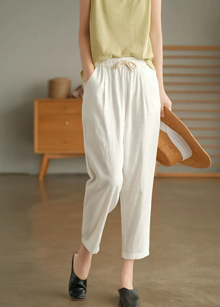Women Cotton Harlan Pants Summer Skinny Ankle Length — feature 13