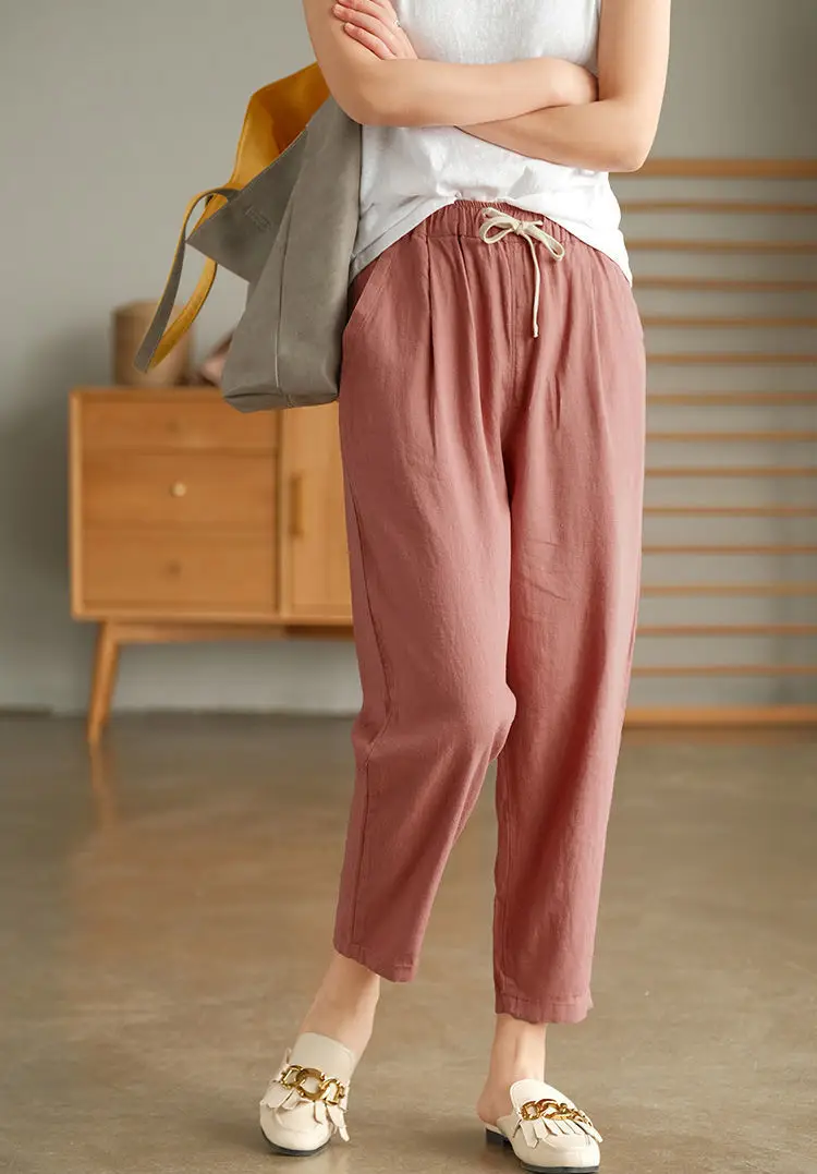 Women Cotton Harlan Pants Summer Skinny Ankle Length — feature 16