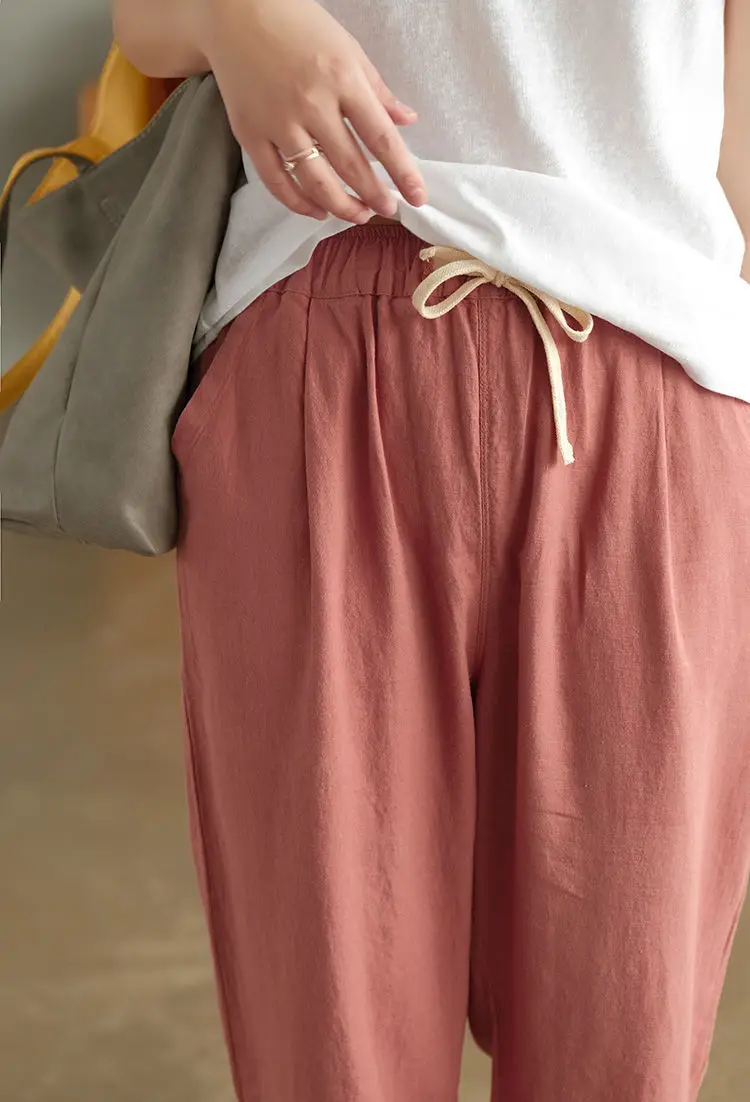 Women Cotton Harlan Pants Summer Skinny Ankle Length — feature 19