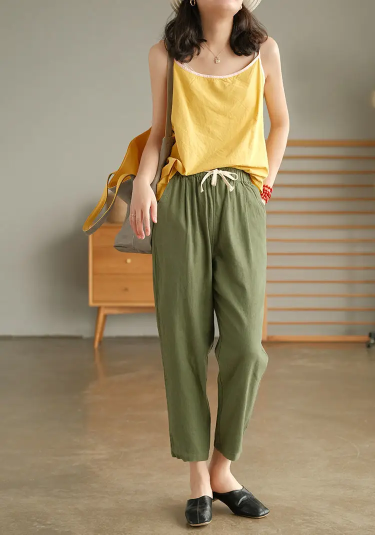 Women Cotton Harlan Pants Summer Skinny Ankle Length — feature 21