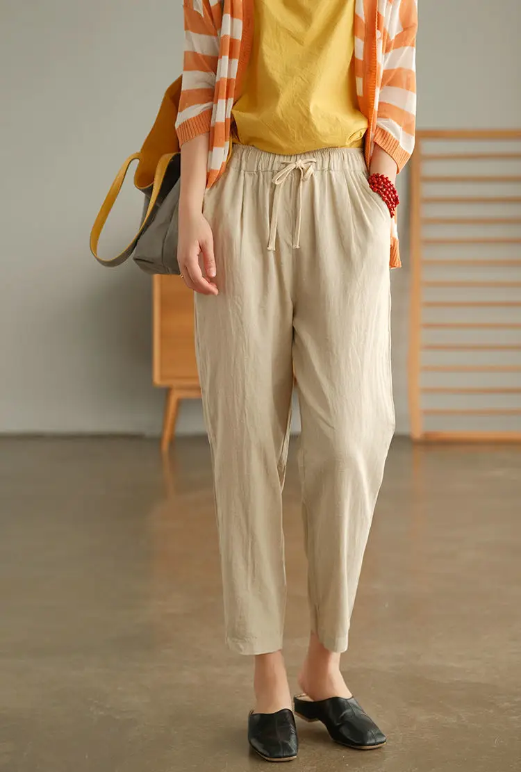 Women Cotton Harlan Pants Summer Skinny Ankle Length — feature 22