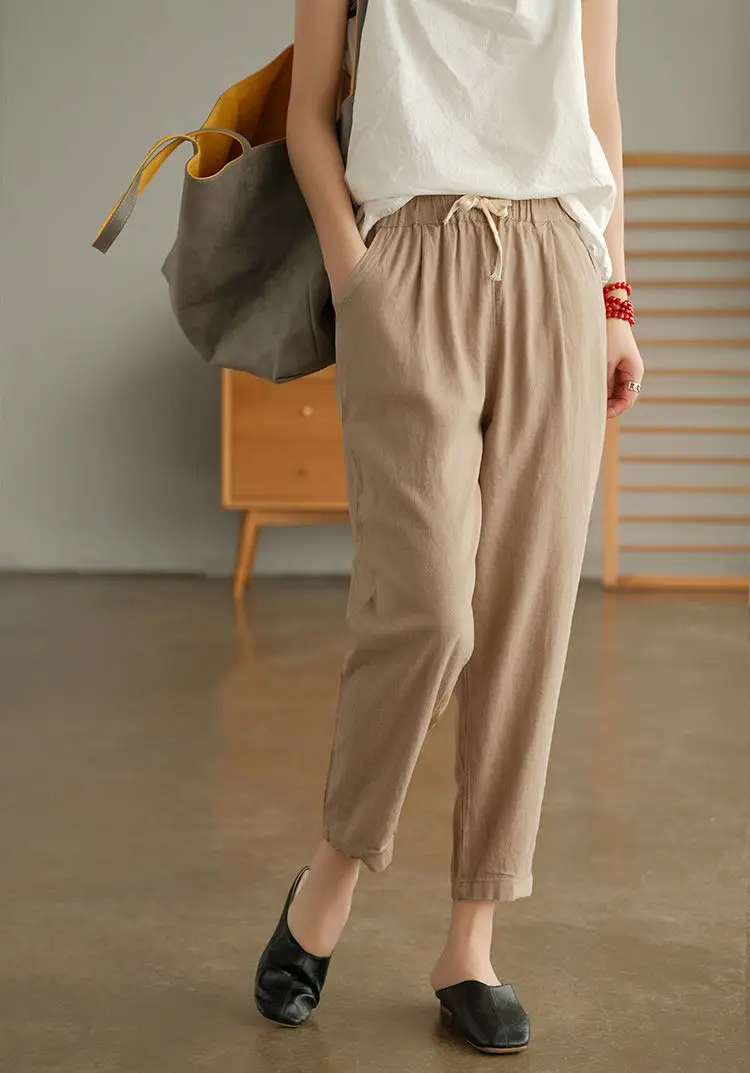 Women Cotton Harlan Pants Summer Skinny Ankle Length — feature 25