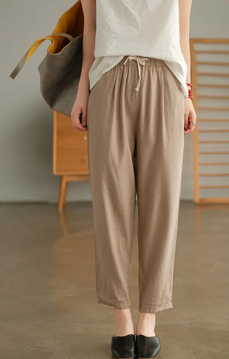 Women Cotton Harlan Pants Summer Skinny Ankle Length — feature 26