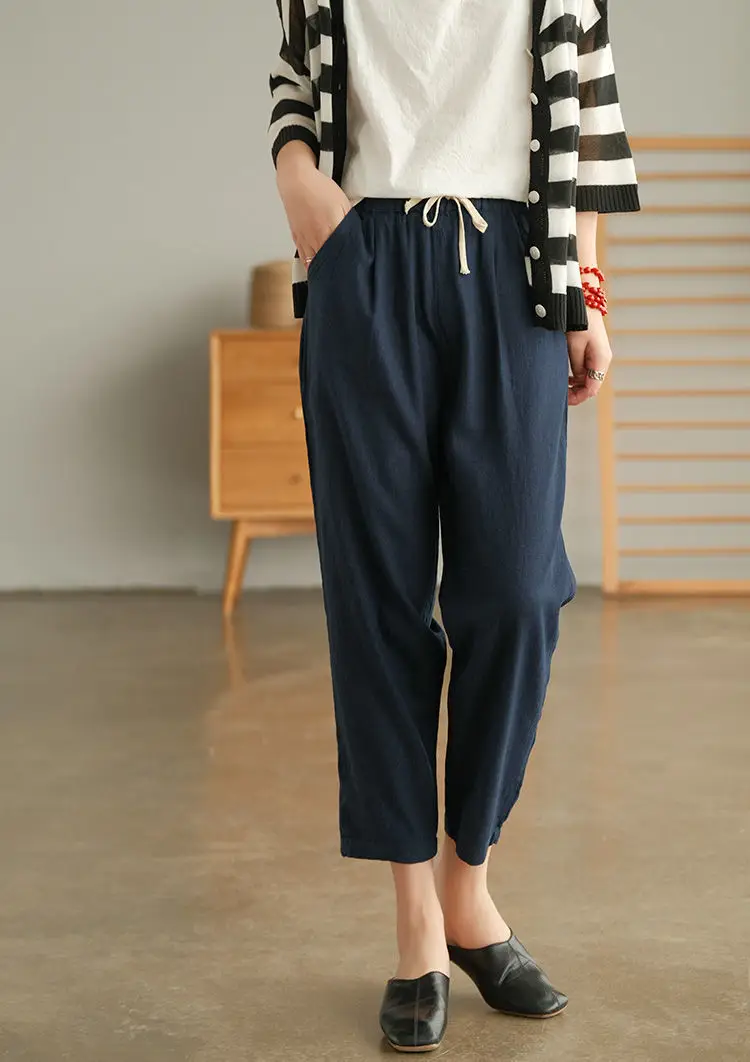 Women Cotton Harlan Pants Summer Skinny Ankle Length — feature 27