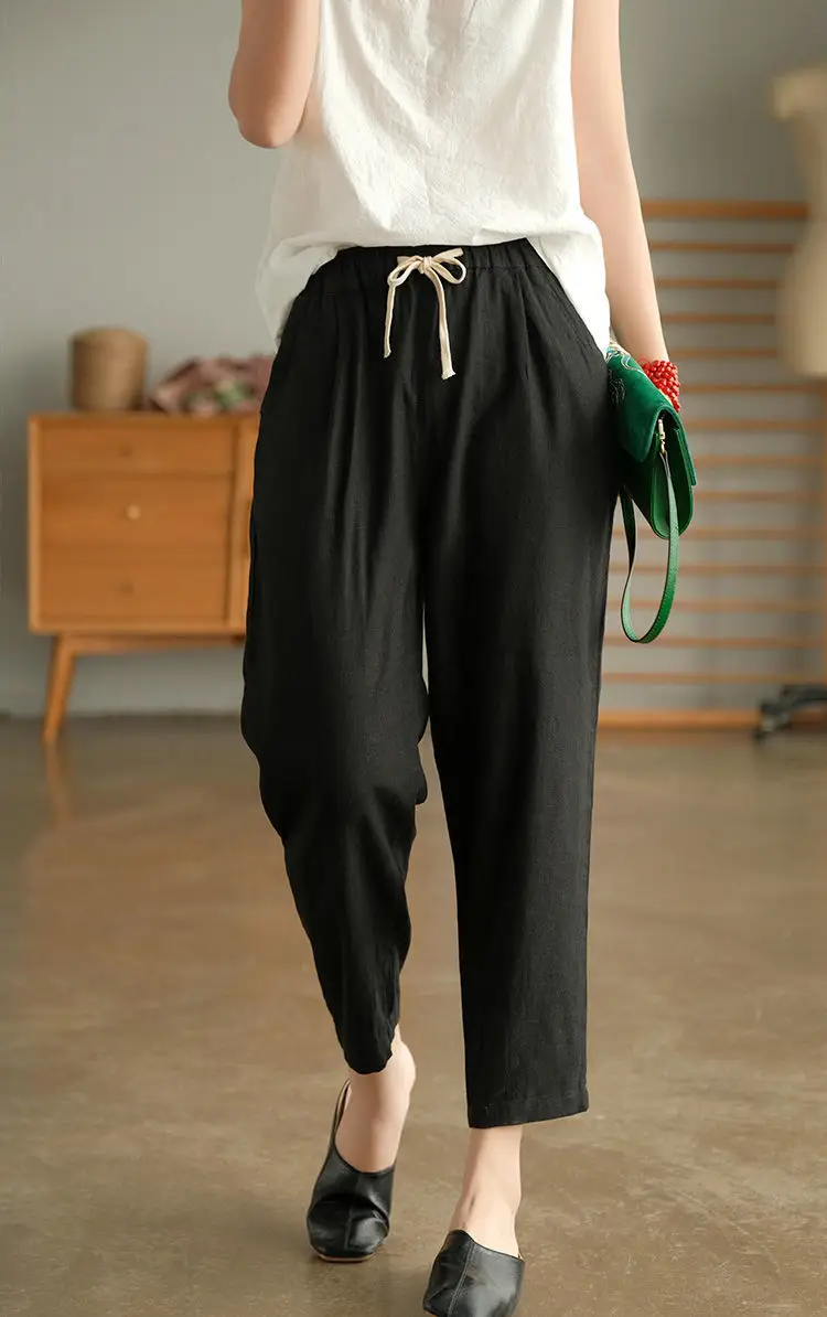 Women Cotton Harlan Pants Summer Skinny Ankle Length — feature 29
