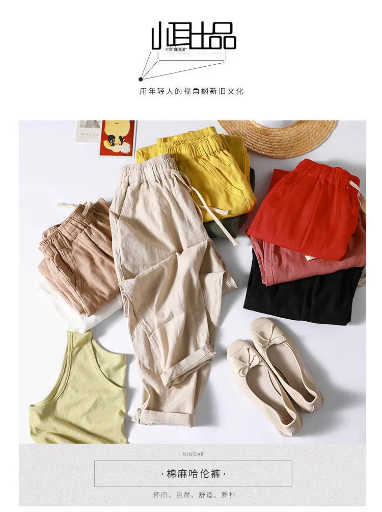 Women Cotton Harlan Pants Summer Skinny Ankle Length — feature 31