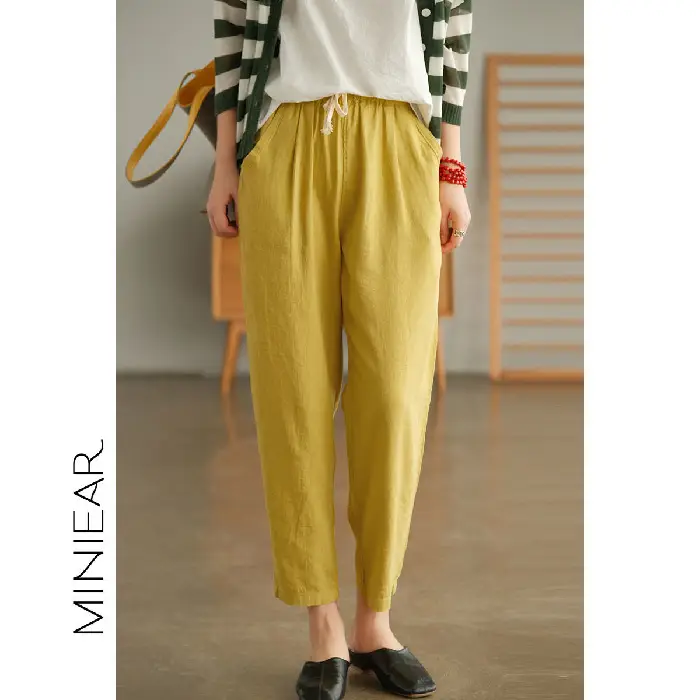 Women Cotton Harlan Pants Summer Skinny Ankle Length - Image 3