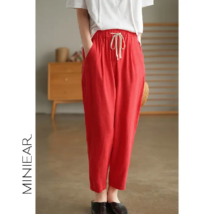 Women Cotton Harlan Pants Summer Skinny Ankle Length - Image 4