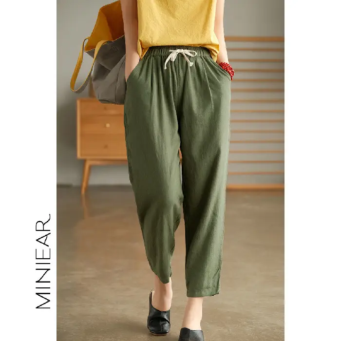 Women Cotton Harlan Pants Summer Skinny Ankle Length - Image 5