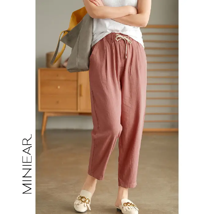 Women Cotton Harlan Pants Summer Skinny Ankle Length - Image 8
