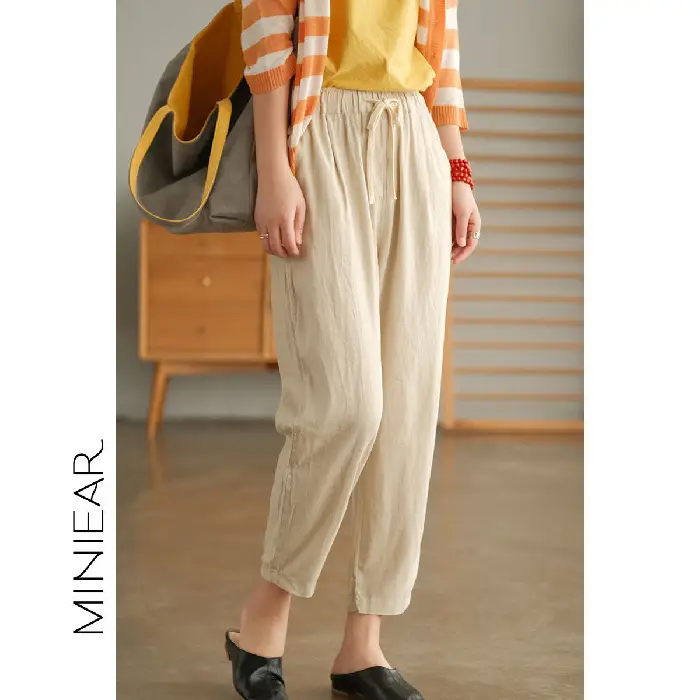 Women Cotton Harlan Pants Summer Skinny Ankle Length - Image 9