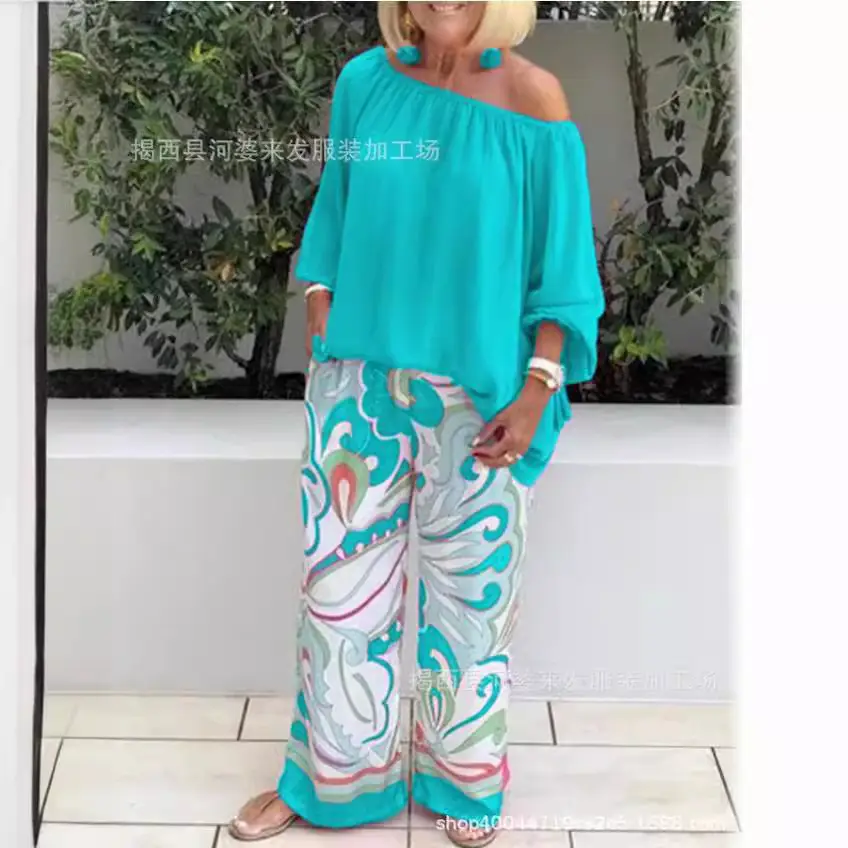 2025 Plus Size Women's Pink Floral Loose Two-Piece Set - Image 5